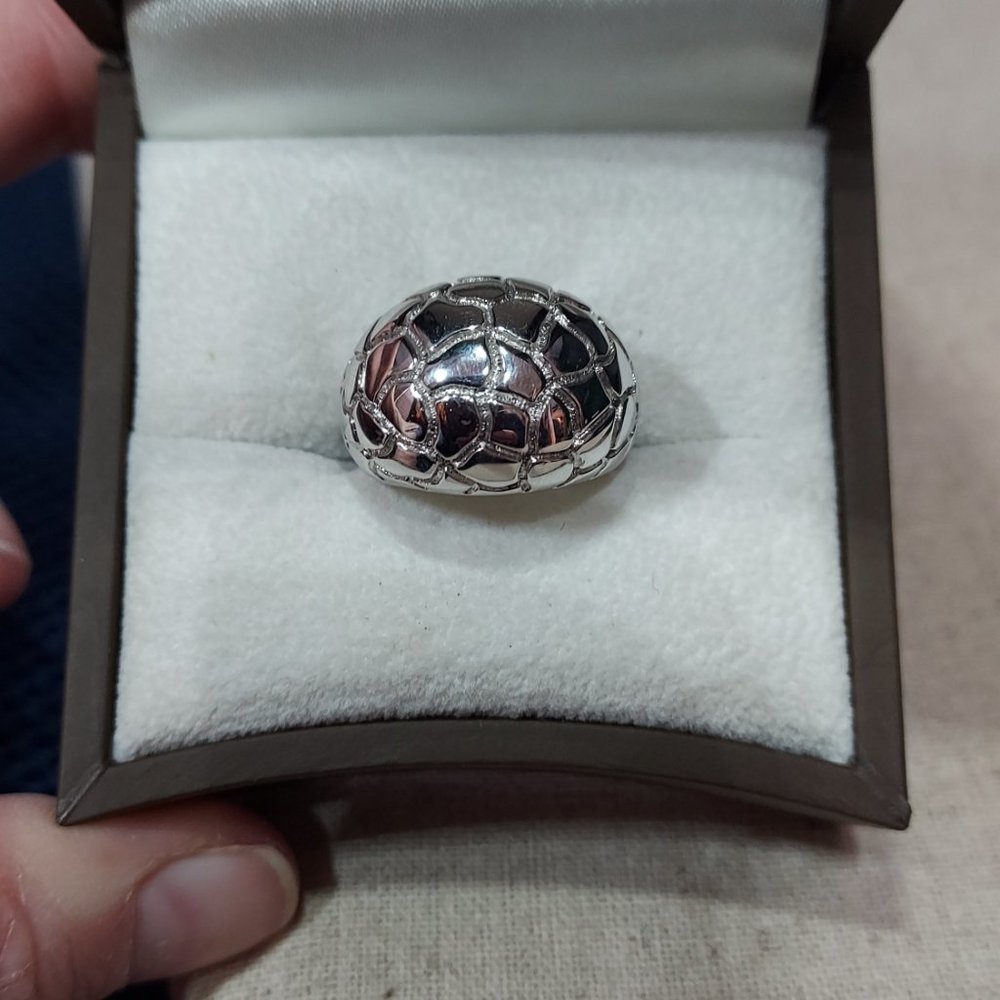 Elle Sterling Dome Ring Amethyst Ruby Size 6 12g Palladium Rhodium .925
